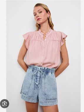 Rails Ruthie Button Down short sleeve top in Dusty Rose size S